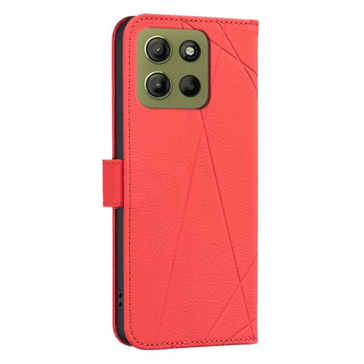 For Motorola Moto G15 Geometric Pattern RFID Leather Phone Case