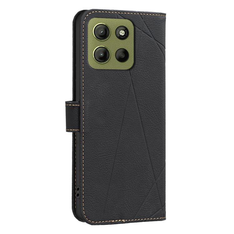 For Motorola Moto G15 Geometric Pattern RFID Leather Phone Case