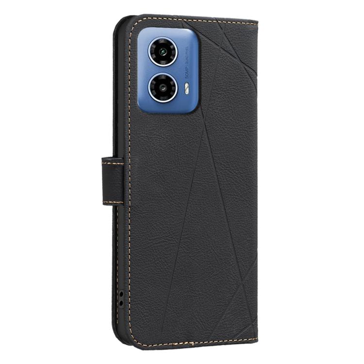 For Motorola Moto G34 5G Geometric Pattern RFID Leather Phone Case