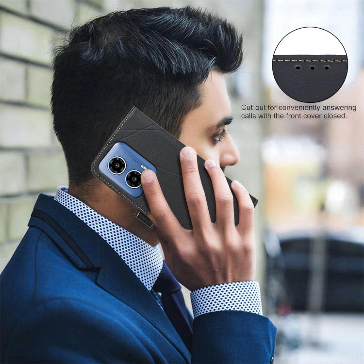 For Motorola Moto G34 5G Geometric Pattern RFID Leather Phone Case