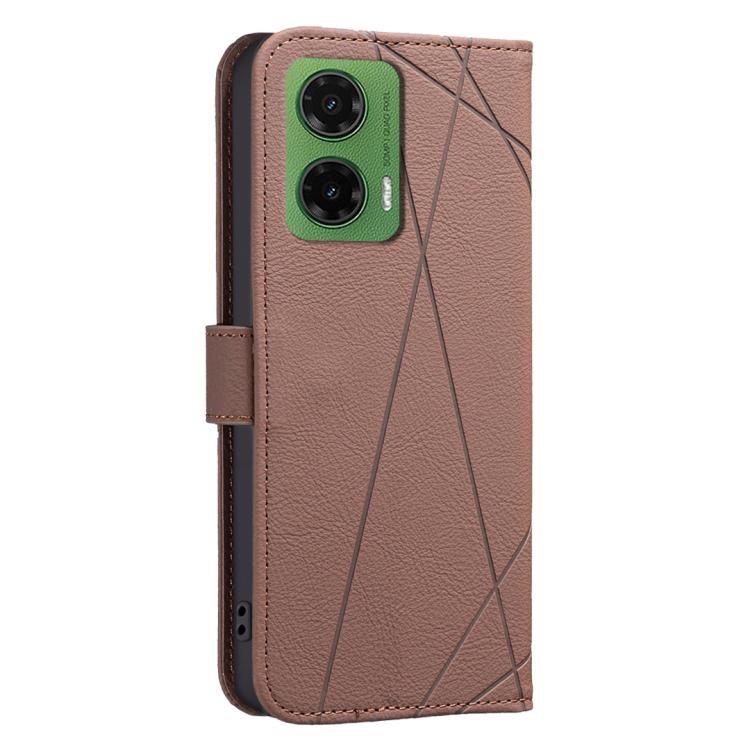 For Motorola Moto G35 5G Geometric Pattern RFID Leather Phone Case