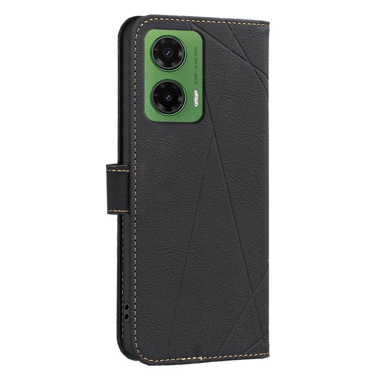 For Motorola Moto G35 5G Geometric Pattern RFID Leather Phone Case
