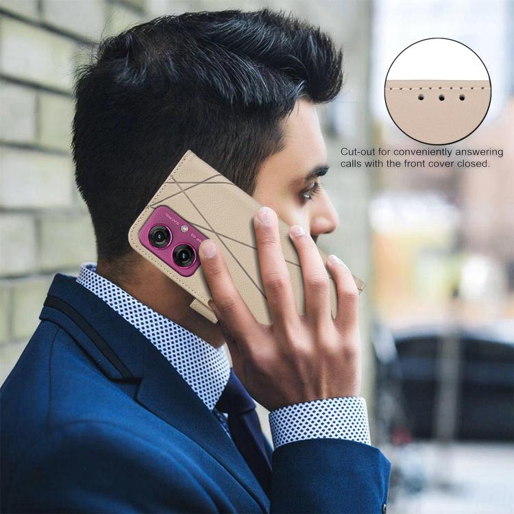 For Motorola Moto G55 5G Geometric Pattern RFID Leather Phone Case