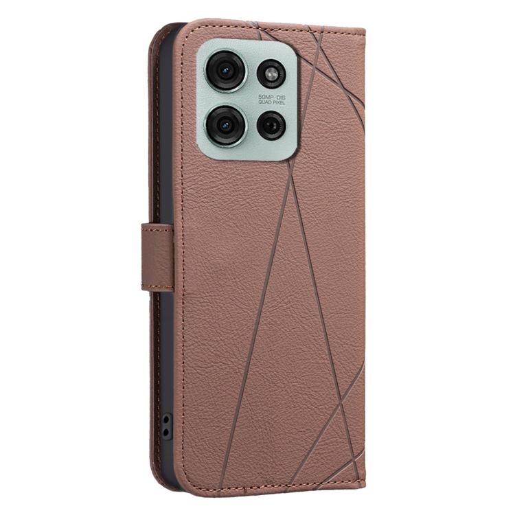 For Motorola Moto G75 Geometric Pattern RFID Leather Phone Case