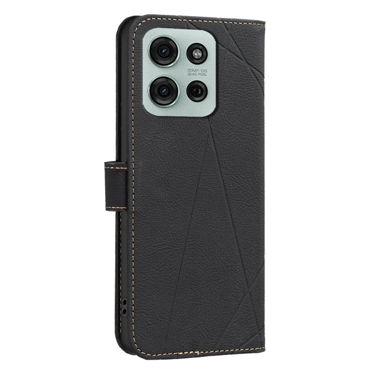 For Motorola Moto G75 Geometric Pattern RFID Leather Phone Case