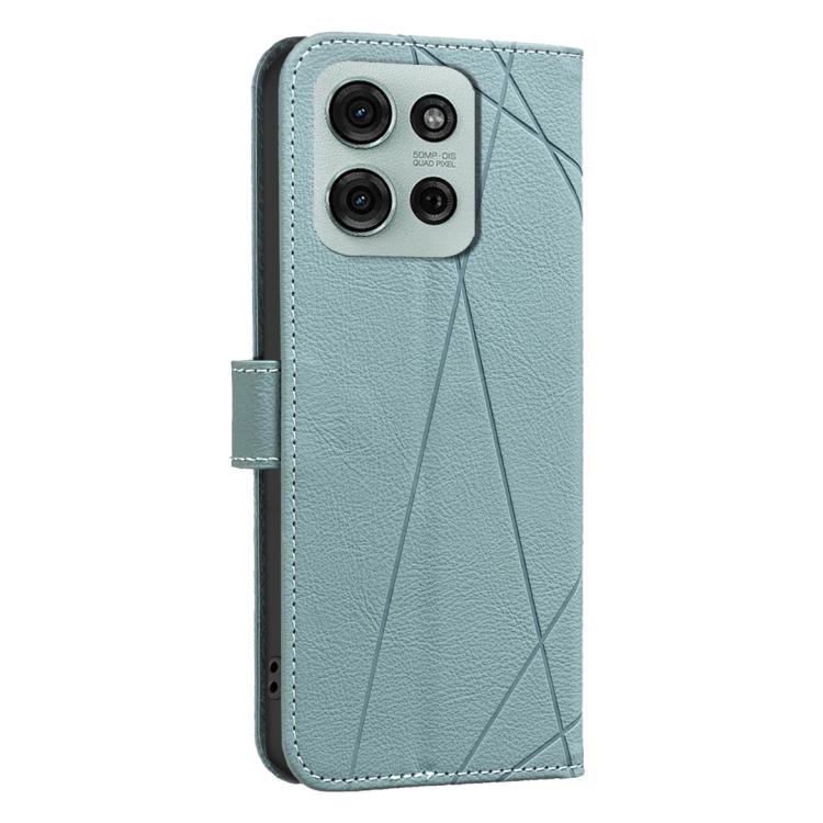 For Motorola Moto G75 Geometric Pattern RFID Leather Phone Case