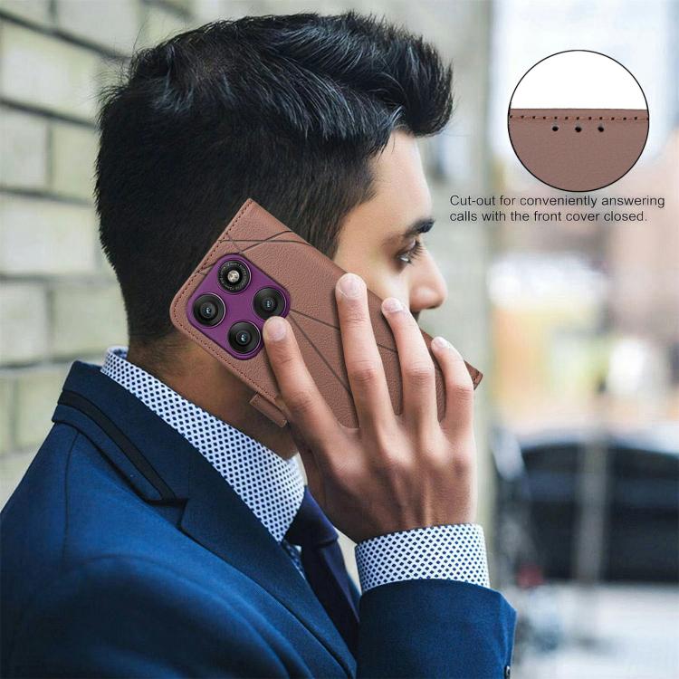 For Motorola Edge 60 Pro Geometric Pattern RFID Leather Phone Case