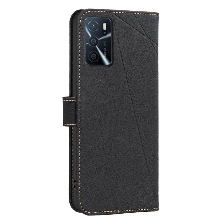 For OPPO A16 / A16S / A54S / A55 5G Geometric Pattern RFID Leather Phone Case