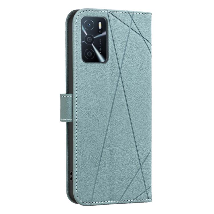 For OPPO A16 / A16S / A54S / A55 5G Geometric Pattern RFID Leather Phone Case