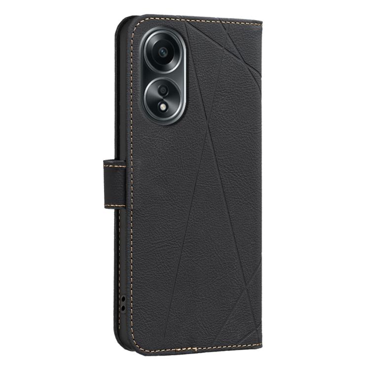For OPPO A58 4G Geometric Pattern RFID Leather Phone Case