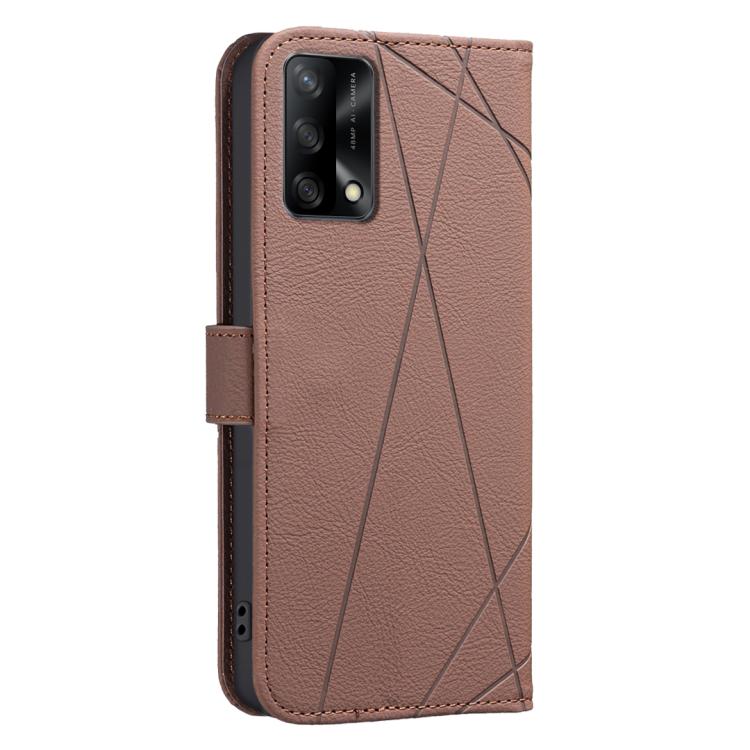 For OPPO A74 4G / F19 4G Geometric Pattern RFID Leather Phone Case