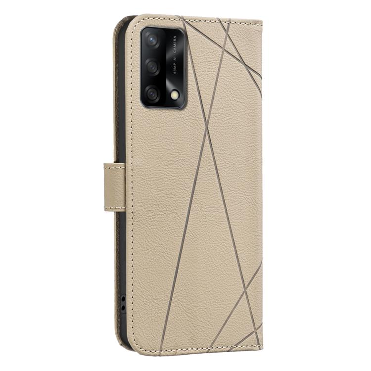 For OPPO A74 4G / F19 4G Geometric Pattern RFID Leather Phone Case