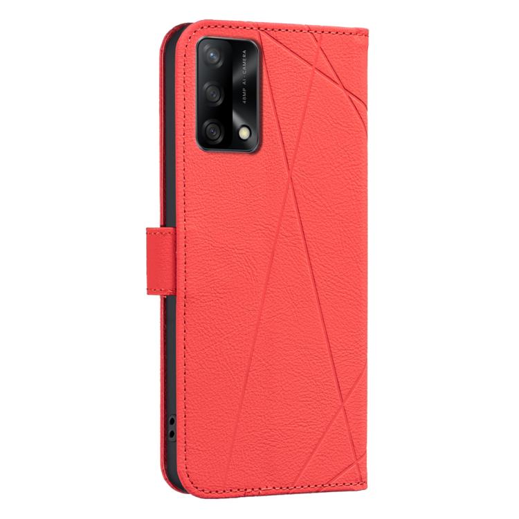 For OPPO A74 4G / F19 4G Geometric Pattern RFID Leather Phone Case