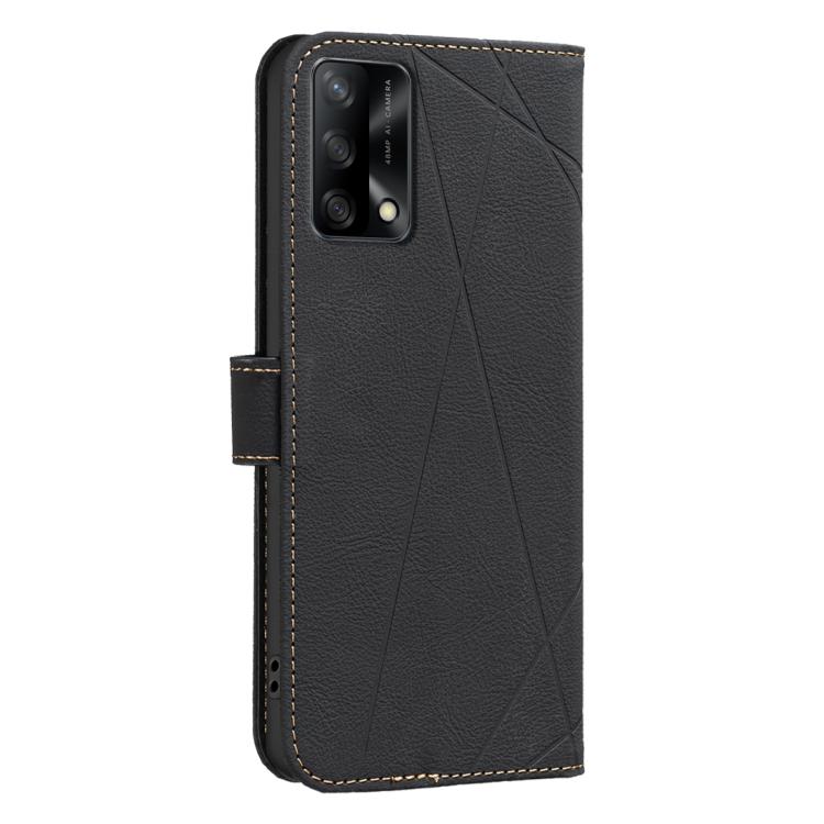 For OPPO A74 4G / F19 4G Geometric Pattern RFID Leather Phone Case