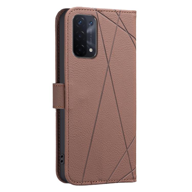 For OPPO A74 5G / A93 5G / A54 5G Geometric Pattern RFID Leather Phone Case