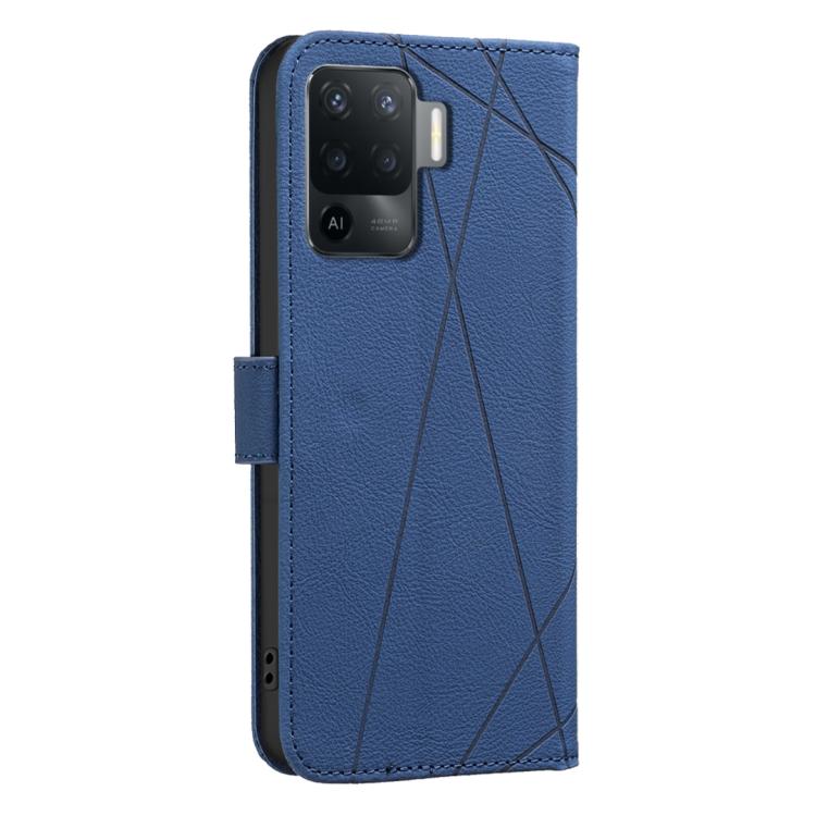 For OPPO A94 4G / Reno5 F / F19 Rro Geometric Pattern RFID Leather Phone Case