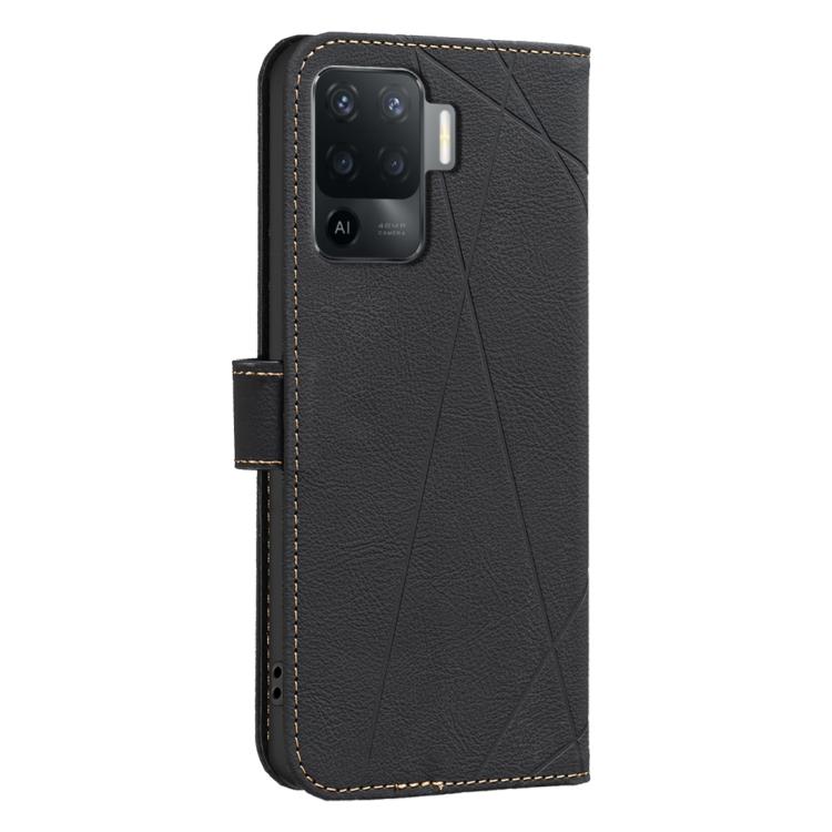 For OPPO A94 4G / Reno5 F / F19 Rro Geometric Pattern RFID Leather Phone Case