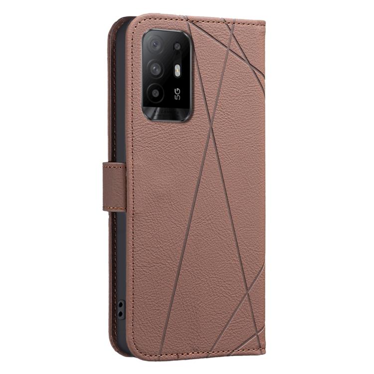 For OPPO A94 5G / F19 Pro+ / Reno5 Z 5G Geometric Pattern RFID Leather Phone Case