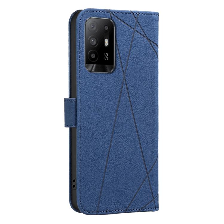 For OPPO A94 5G / F19 Pro+ / Reno5 Z 5G Geometric Pattern RFID Leather Phone Case