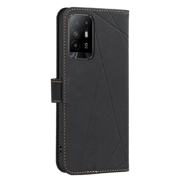 For OPPO A94 5G / F19 Pro+ / Reno5 Z 5G Geometric Pattern RFID Leather Phone Case