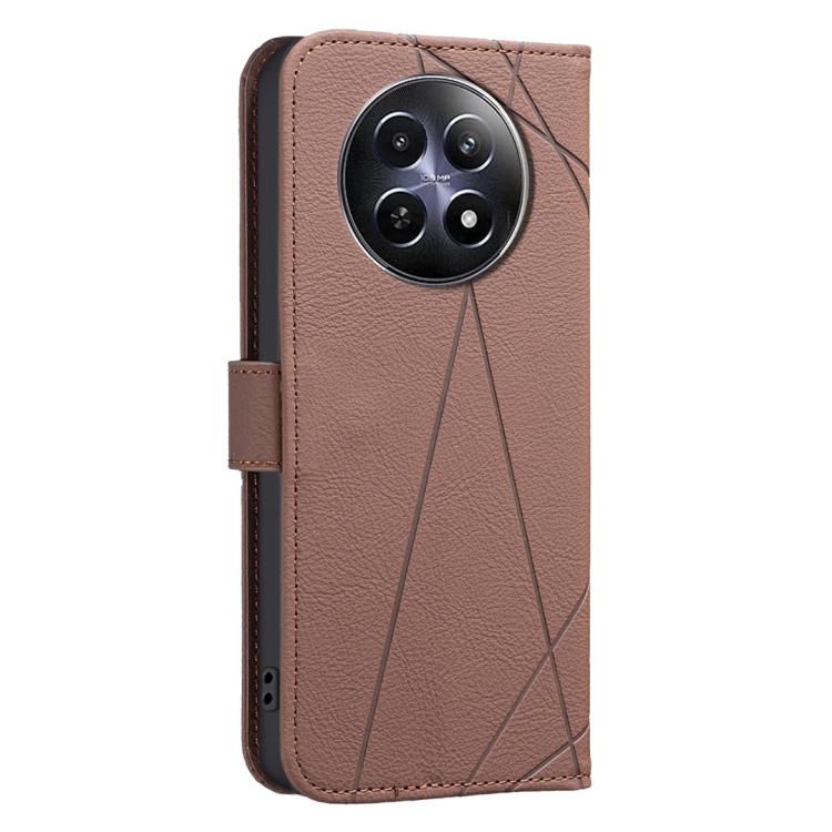 For Realme 12 5G Global Geometric Pattern RFID Leather Phone Case