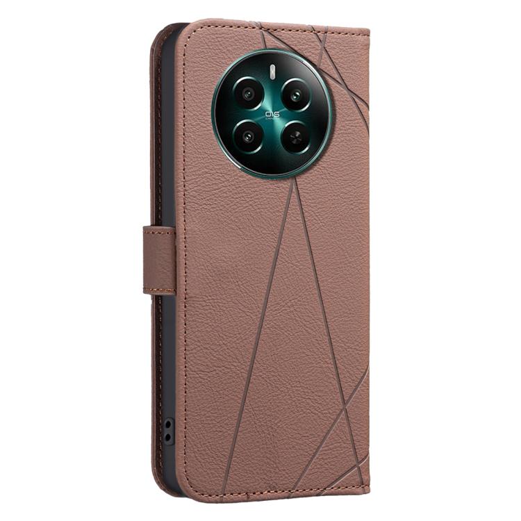 For Realme 12+ 5G Geometric Pattern RFID Leather Phone Case