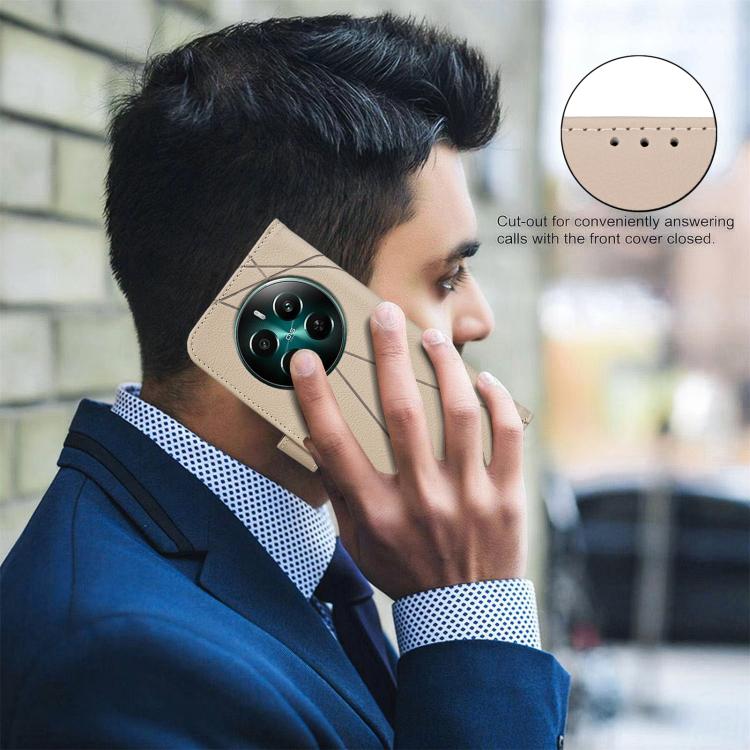 For Realme 12+ 5G Geometric Pattern RFID Leather Phone Case