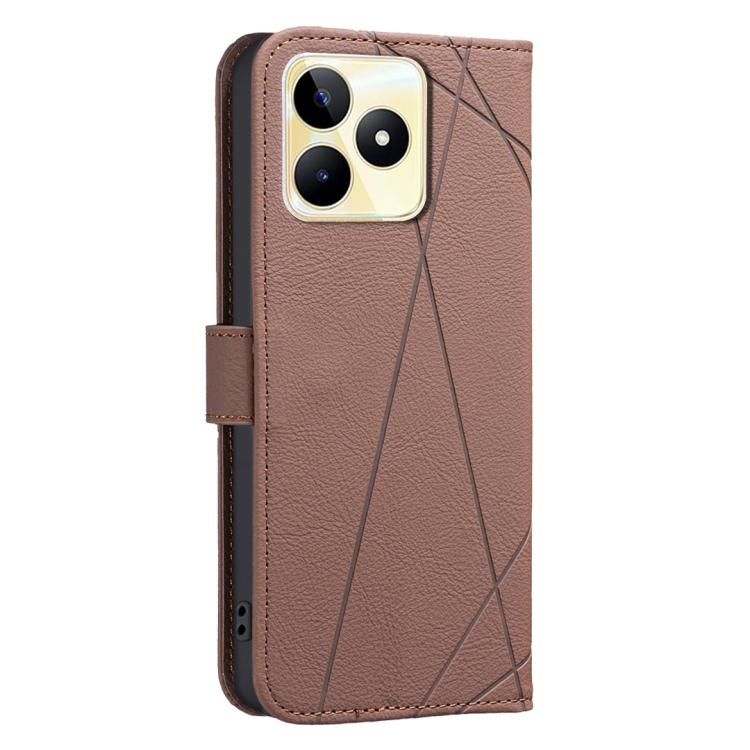 For Realme C53 Geometric Pattern RFID Leather Phone Case