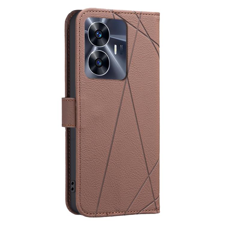 For Realme C55 Geometric Pattern RFID Leather Phone Case