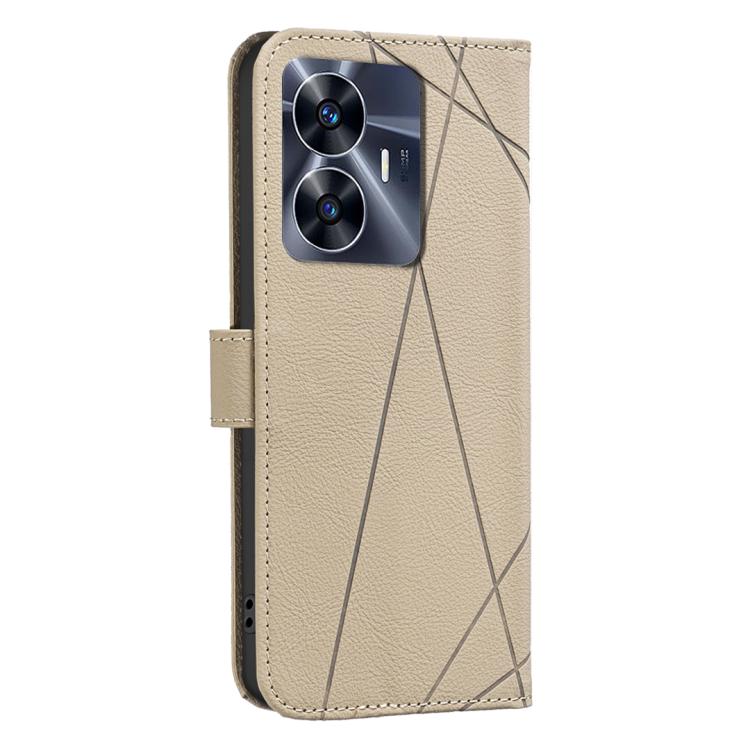 For Realme C55 Geometric Pattern RFID Leather Phone Case