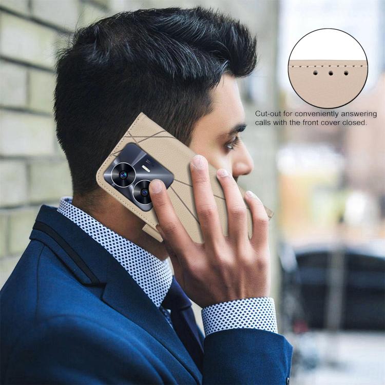 For Realme C55 Geometric Pattern RFID Leather Phone Case