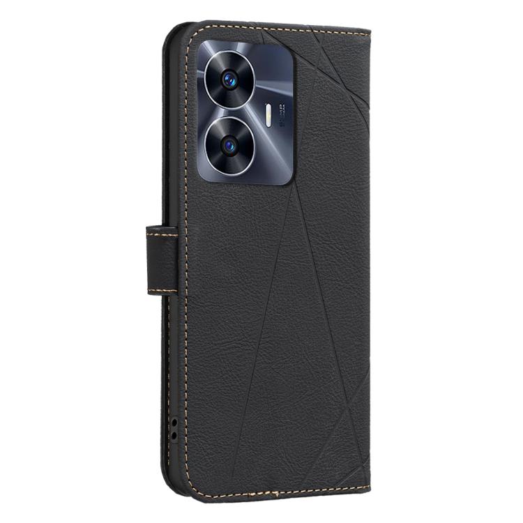 For Realme C55 Geometric Pattern RFID Leather Phone Case