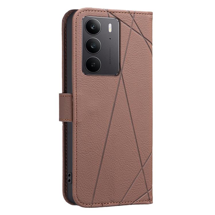 For Realme C75 4G Geometric Pattern RFID Leather Phone Case
