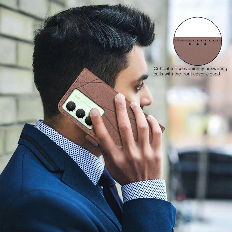 For Realme 14x 5G Geometric Pattern RFID Leather Phone Case
