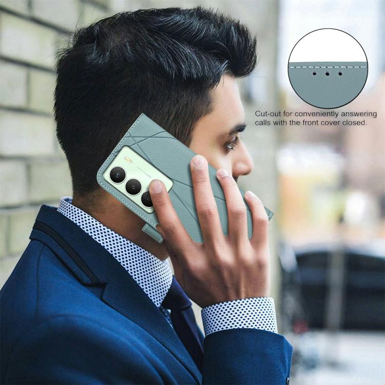 For Realme 14x 5G Geometric Pattern RFID Leather Phone Case