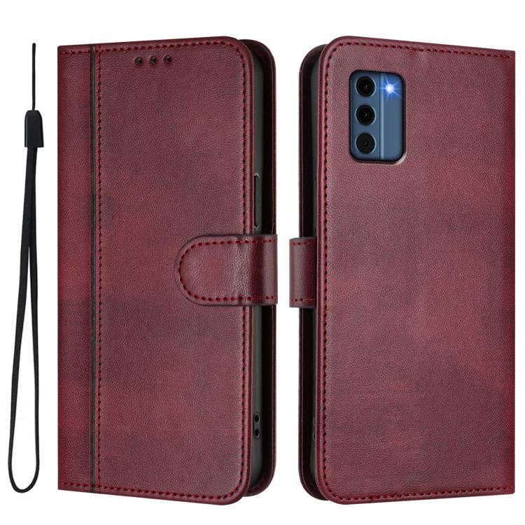For Nokia C300 Line Splicing Buckle Retro Leather Phone Case