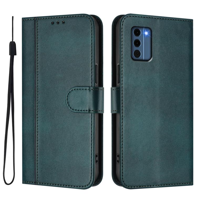 For Nokia C300 Line Splicing Buckle Retro Leather Phone Case