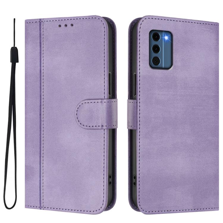 For Nokia C300 Line Splicing Buckle Retro Leather Phone Case