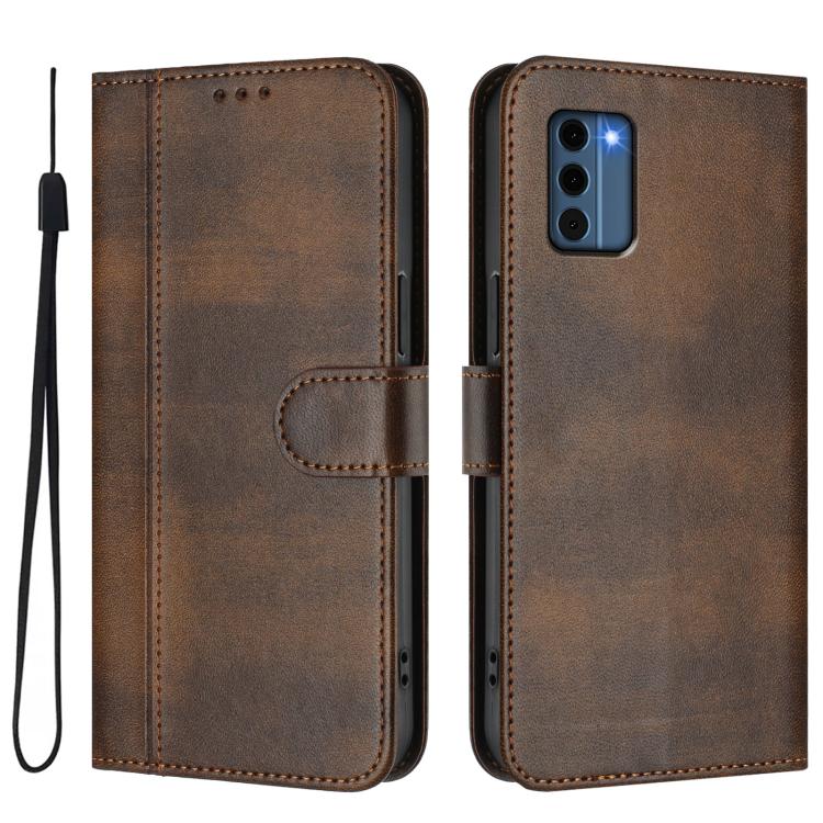 For Nokia C300 Line Splicing Buckle Retro Leather Phone Case
