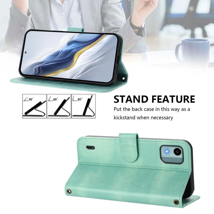 For Nokia C12 Line Splicing Buckle Retro Leather Phone Case