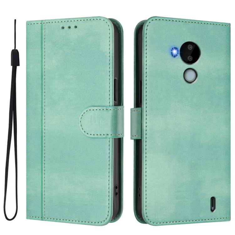 For Nokia C30 Line Splicing Buckle Retro Leather Phone Case