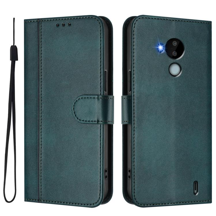 For Nokia C30 Line Splicing Buckle Retro Leather Phone Case
