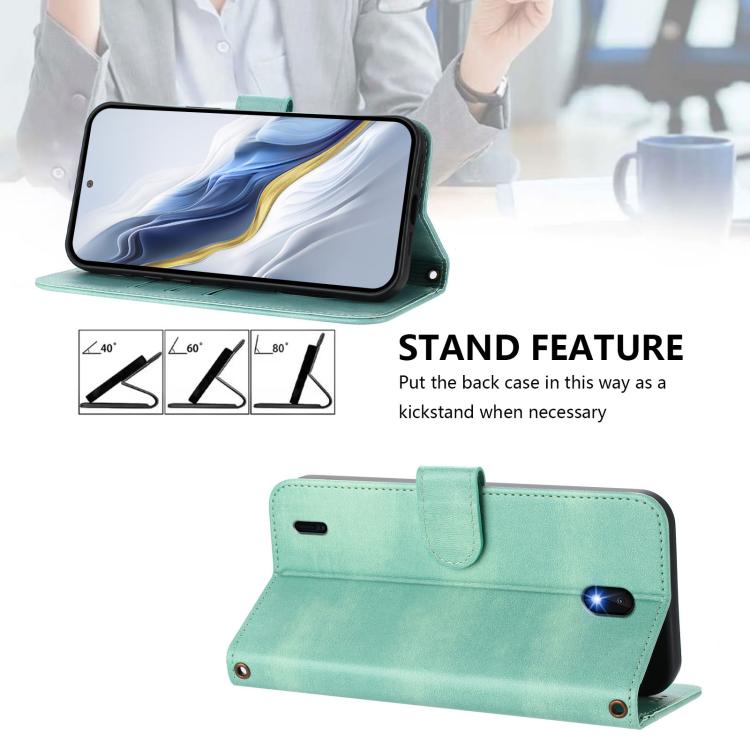 For Nokia C01 Plus / C1 2nd Edition Line Splicing Buckle Retro Leather Phone Case