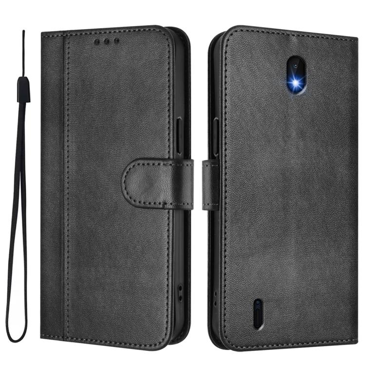 For Nokia C01 Plus / C1 2nd Edition Line Splicing Buckle Retro Leather Phone Case