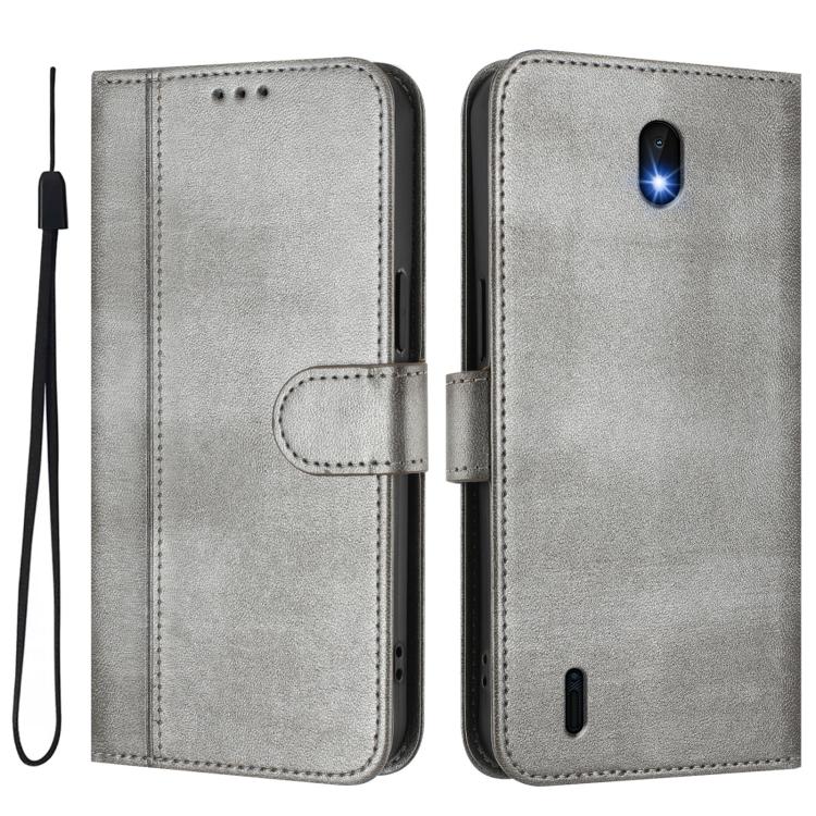 For Nokia C01 Plus / C1 2nd Edition Line Splicing Buckle Retro Leather Phone Case