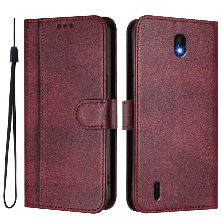 For Nokia C01 Plus / C1 2nd Edition Line Splicing Buckle Retro Leather Phone Case