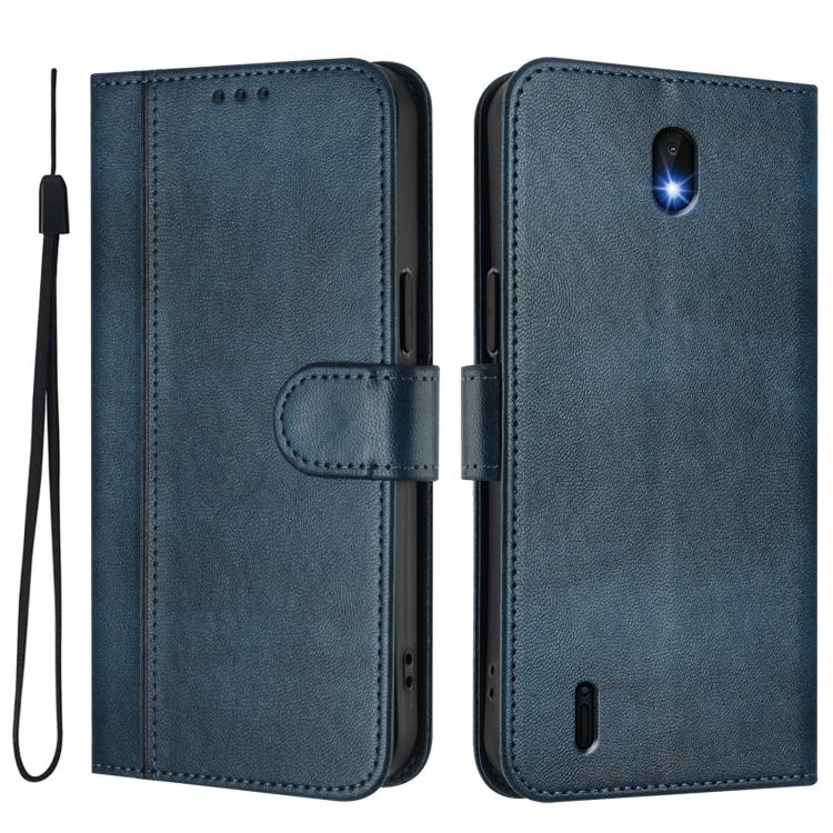 For Nokia C01 Plus / C1 2nd Edition Line Splicing Buckle Retro Leather Phone Case