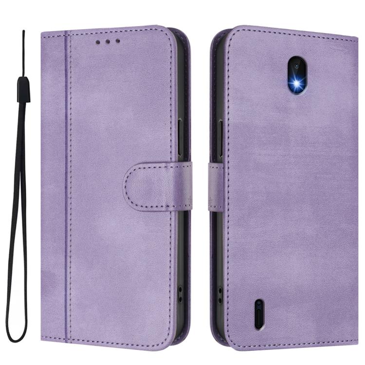 For Nokia C01 Plus / C1 2nd Edition Line Splicing Buckle Retro Leather Phone Case