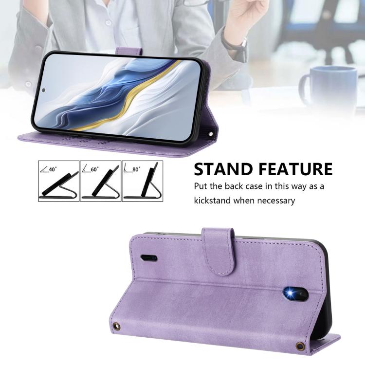 For Nokia C01 Plus / C1 2nd Edition Line Splicing Buckle Retro Leather Phone Case