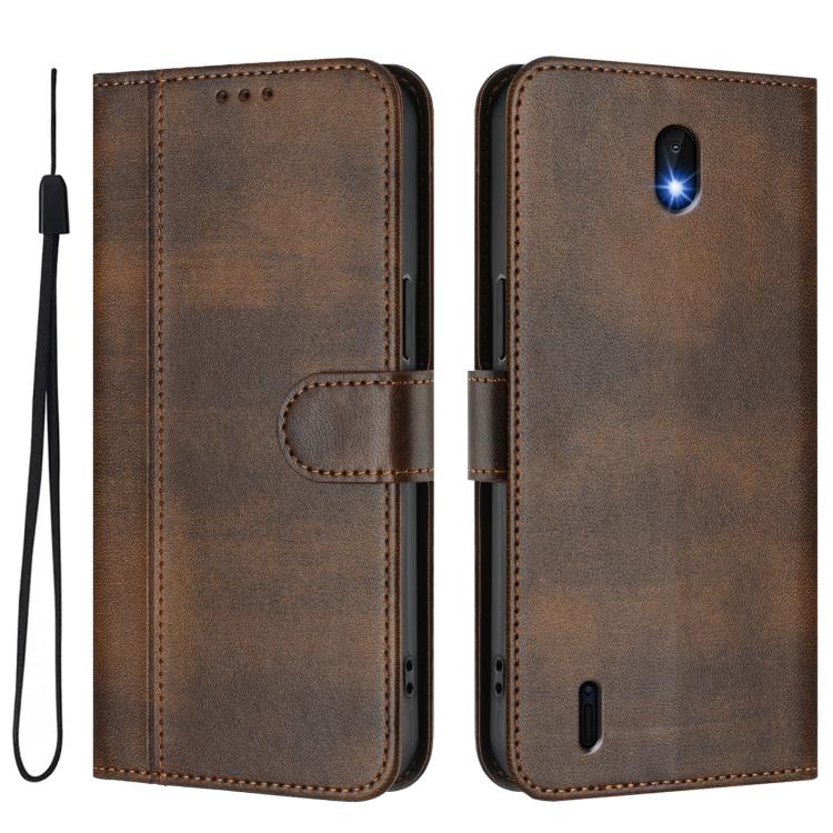 For Nokia C01 Plus / C1 2nd Edition Line Splicing Buckle Retro Leather Phone Case